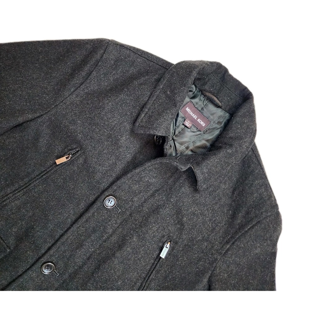 Michael Kors Men's M Wool Blend Field Jacket Coat Charcoal Gray Quilted Lining